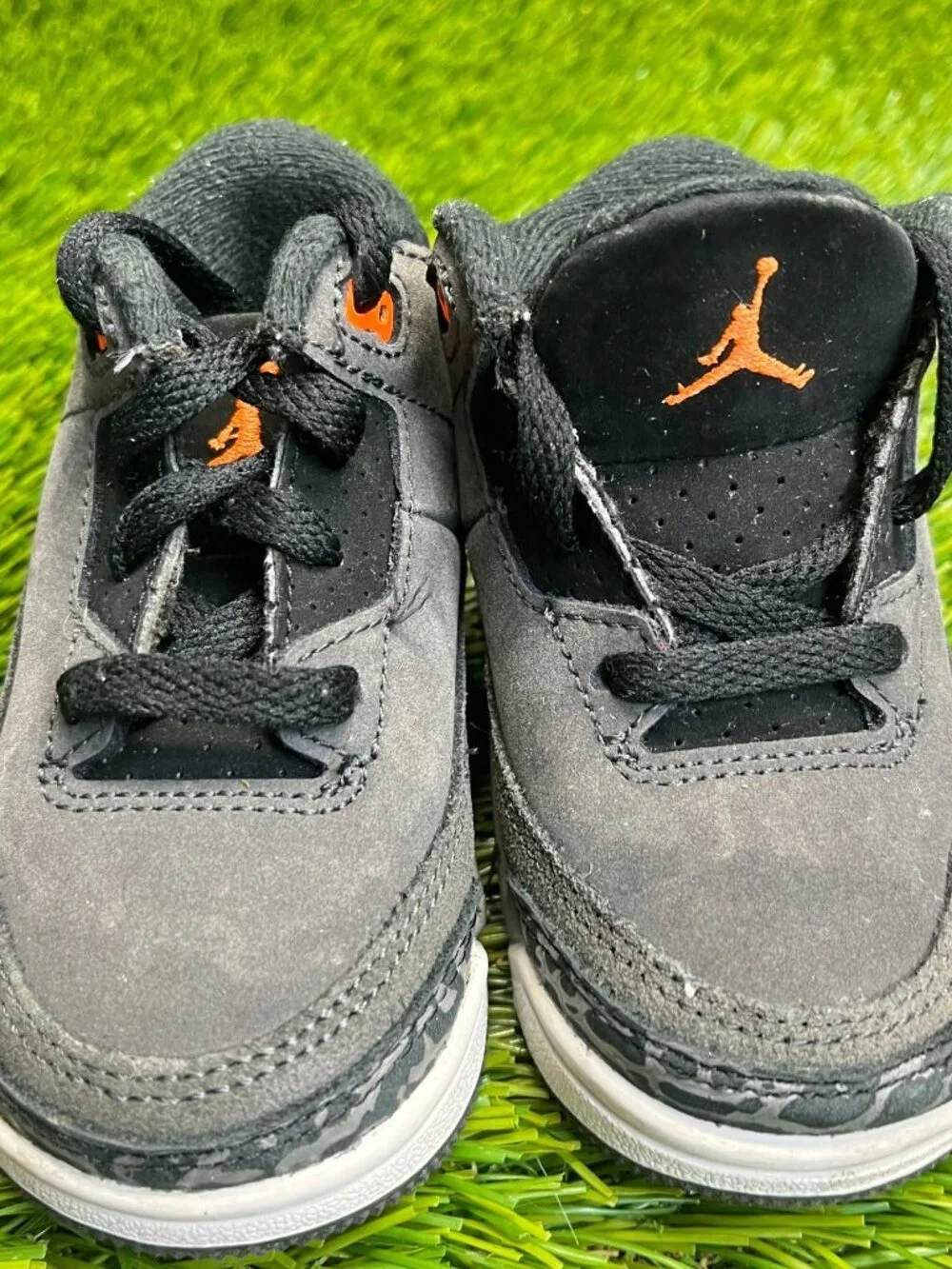 Nike Air Jordan 3 Retro Toddler Size 4C Black Gray White Athletic Shoes Sneakers